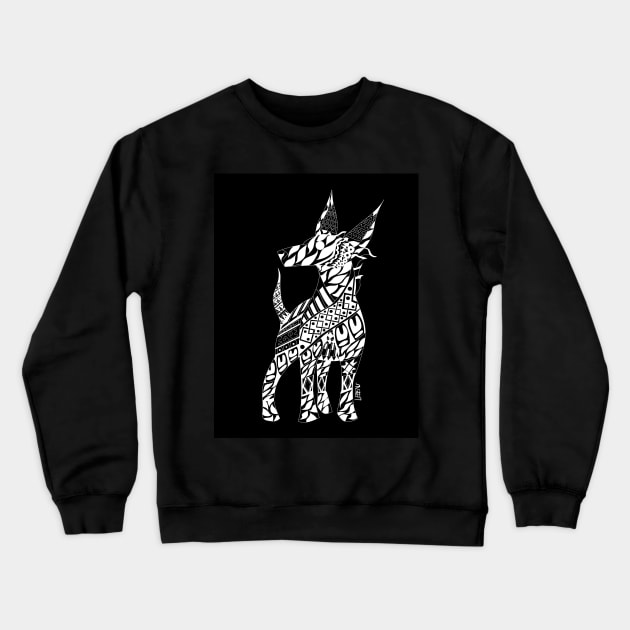 xoloesquincle dog xolo ecopop in mexican underworld art pet Crewneck Sweatshirt by jorge_lebeau